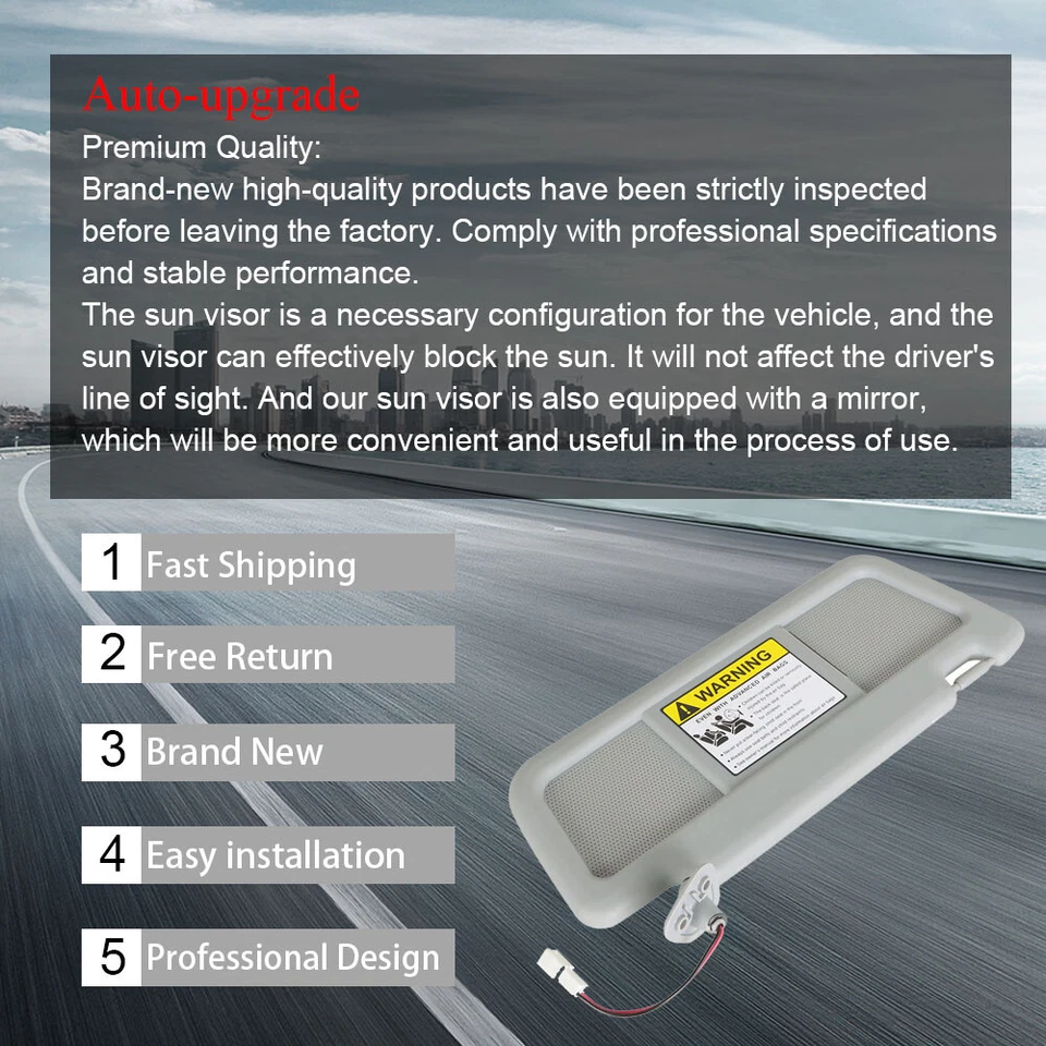 For Mazda RX-8 2004 05 06-2011 Sun Visor Driver Left Side Gray FE88-69-320B-77 - Image 3 of 4