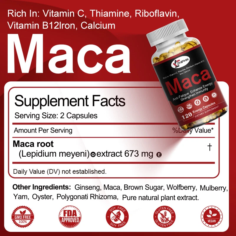 Maca Kapseln hochdosiert - 120 Kapseln 10000mg Testosteron & Hormon Booster - Bild 4 von 4