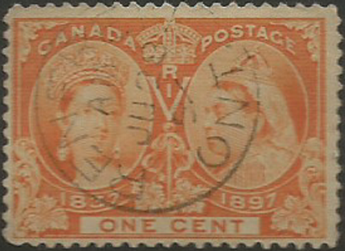 1897 Canada Stamp ~ Queen Victoria ~ Diamond Jubilee ~ 1c ~ Used ~ Scott #051