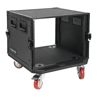 Sound Town Black Series 8U Plywood Rack/Road Case w/ 21  Depth (STRC-B8UW)