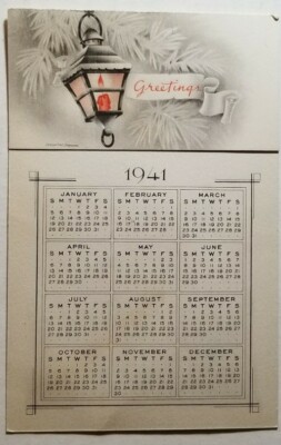 Vintage 1941 winter themed year compact calendar | eBay