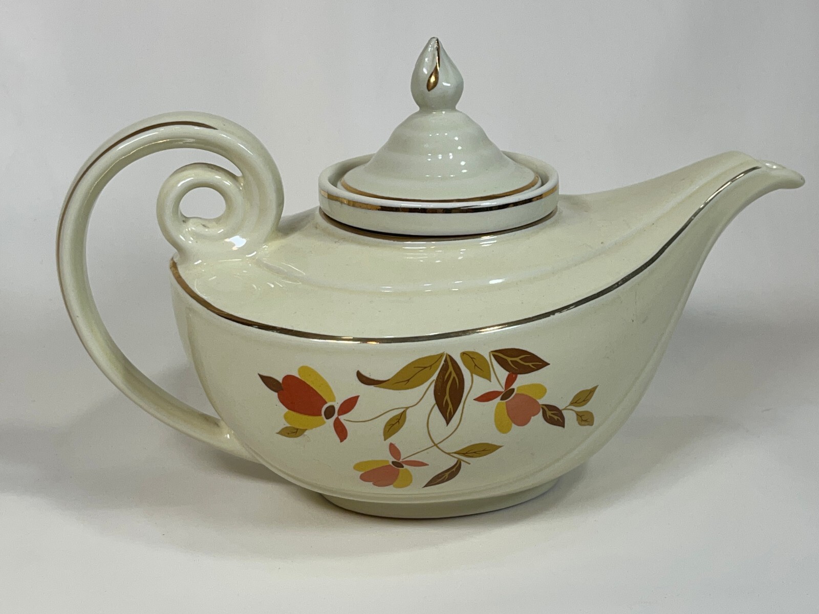 Mid-Century HALL'S Superior Autumn Leaf Aladdin Tea Pot w/Lid & Infuser Vintage.