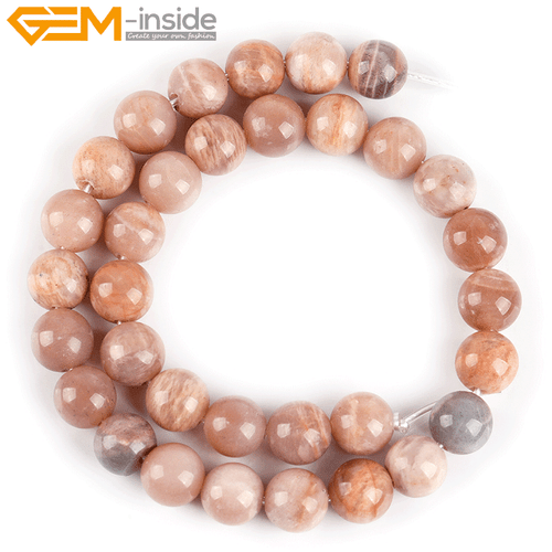 Natural Sunstone Round Loose Beads 15" Big Hole Stone Beads Jewelry Making Craft - Picture 8 of 34