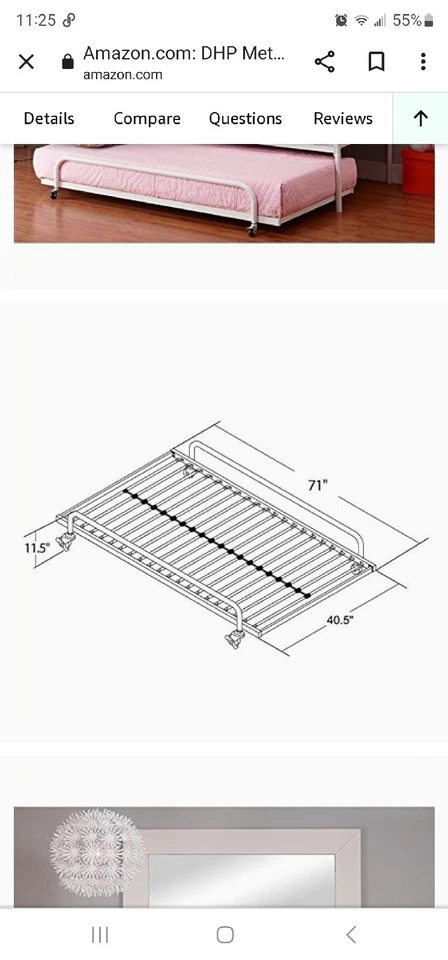 Nuevo nido de metal DHP para marco de sofá cama, se adapta a tamaño doble, rosa Foto 2 de 4