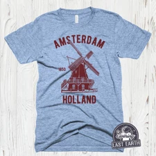Amsterdam Holland Shirt, Vintage Windmill Shirt, Mens, Womens, Kids Shirts 