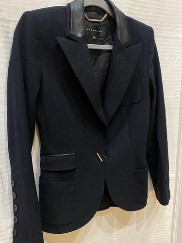 Barbara Bui Faux Leather Single Button Tuxedo Blazer Jacket 38 US 6 Black - Picture 4 of 8