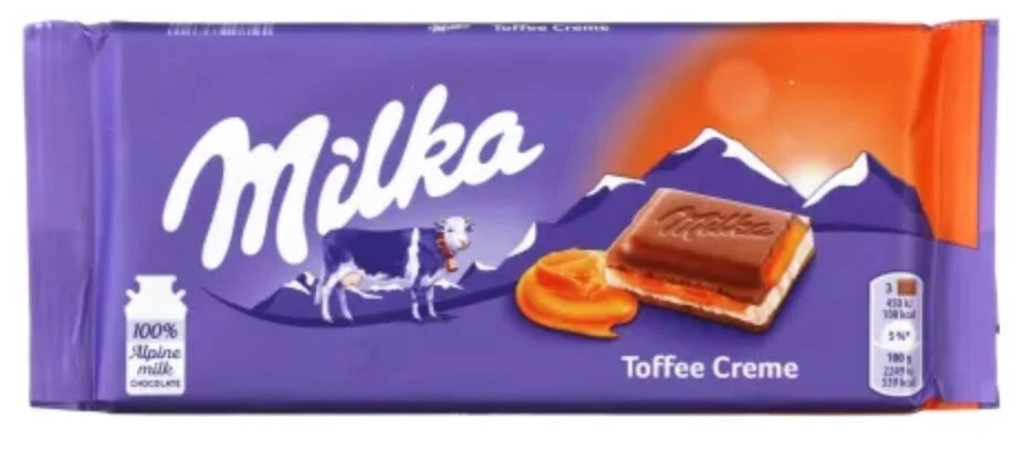 8x Milka Toffee Creme Milk Chocolate with Toffee Filling Sweets