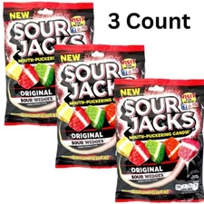 Sour Jacks Original Candy 3 Bags Chewy Sour Gummy Wedges Christmas Sale
