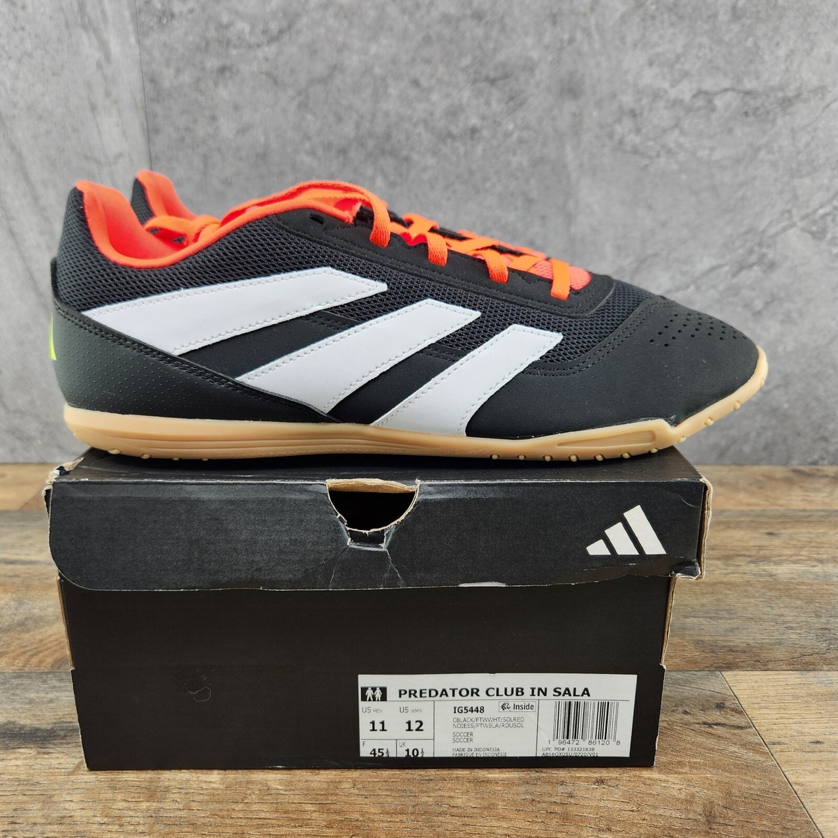 Adidas Predator Club In Sala Size 11 Mens Black Solar Red 
