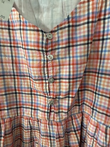 LOFT Sheath Dress Womens 14Multicolor Plaid Midi Strappy Button Cotton Lined Sun - Picture 2 of 8