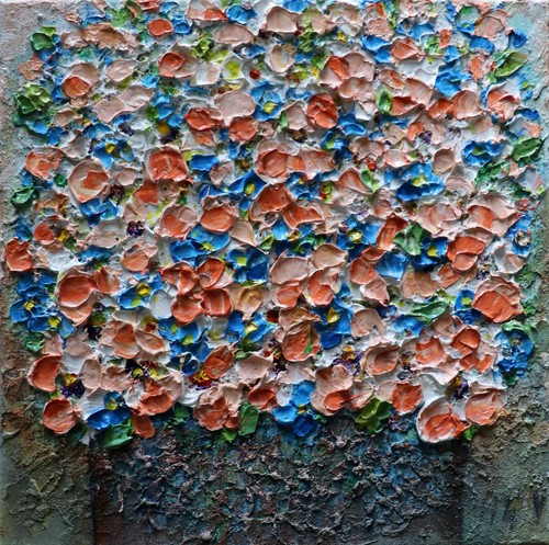 Spring Blooms Bouquet: Vibrant 12x12 Abstract Impressionist Floral Painting - Picture 4 of 9
