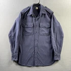 Vintage Military Shirt Mens 14.5x33 Tropical Blue Wool Blend 70s 1971 Vietnam