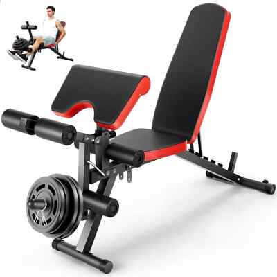 Adjustable Weight Bench w/Wheels Flat/Incline/Decline Sit-Up