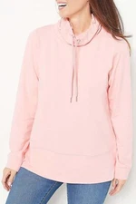 Isaac Mizrahi Live! SOHO French Terry Funnel Neck Pullover Sherbet