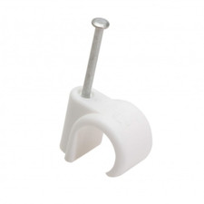 28mm Talon Single Pipe Screw / Nail Clip with Screw, Plastic, White (Pack of 15)