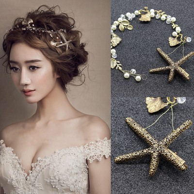 Chic Crystal Starfish Tiara Hair Bands Wedding Bridal Headband