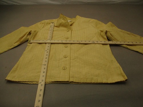 CHICO'S Size 2 Womens Yellow Lined Long Sleeve Button Up Textured Blazer 863 - Picture 6 of 9