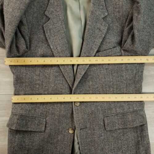 Vintage Custom Tweed Blazer Men's 41R* Herringbone Striped Wool Two Button USA - Picture 13 of 18
