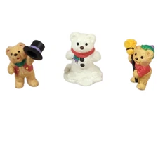 1997 Hallmark Merry Miniatures Snowbear Season 3 Piece Figurine Set QFM8602