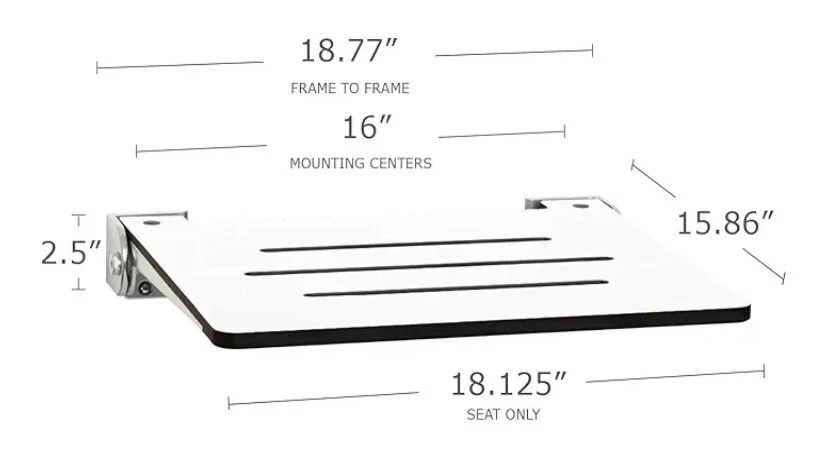 Seachrome 18 pulgadas Silhouette Slimline plegable montaje en pared banco de ducha asiento blanco Foto 2 de 2