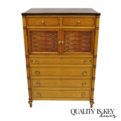 Vintage Kittenger Regency Neoclassical Satinwood & Rosewood Tall Chest  Dresser | eBay