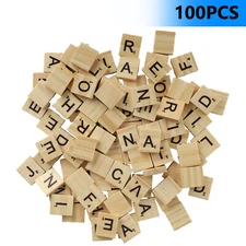 400PCS Scrabble Wood Tiles Pieces Full Sets 100 Letters Wooden Replacement Pick