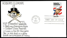 1984 FDC- Pittsburgh Pirates Roberto Clemente MURRY HP Cachet RARE