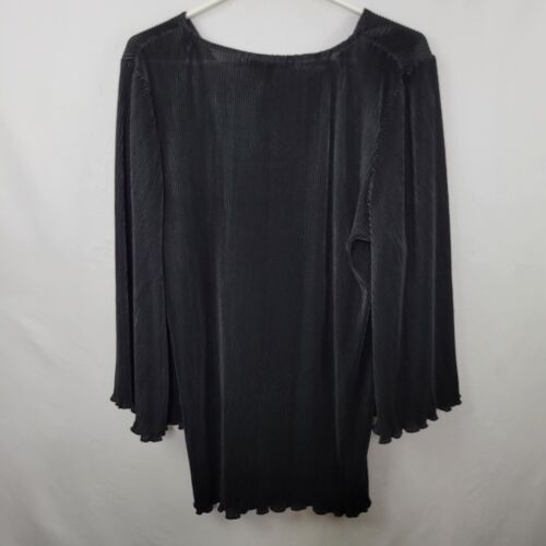 Suzanne Betro Black Stretchy Ribbed Long Sleeve Blouse Women's Plus Size 1X - Picture 6 of 9