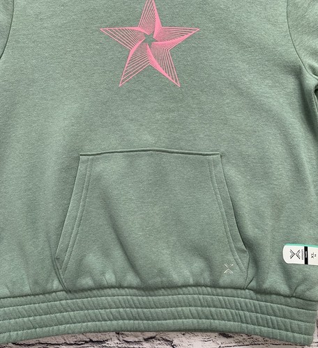 NWT Xersion Girls Size XL (16) Smoke Green Fleece Hoodie w Pink Star Graphic - Picture 7 of 19