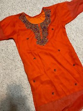 women pakistan kurtis dresses pishwas wedding orange