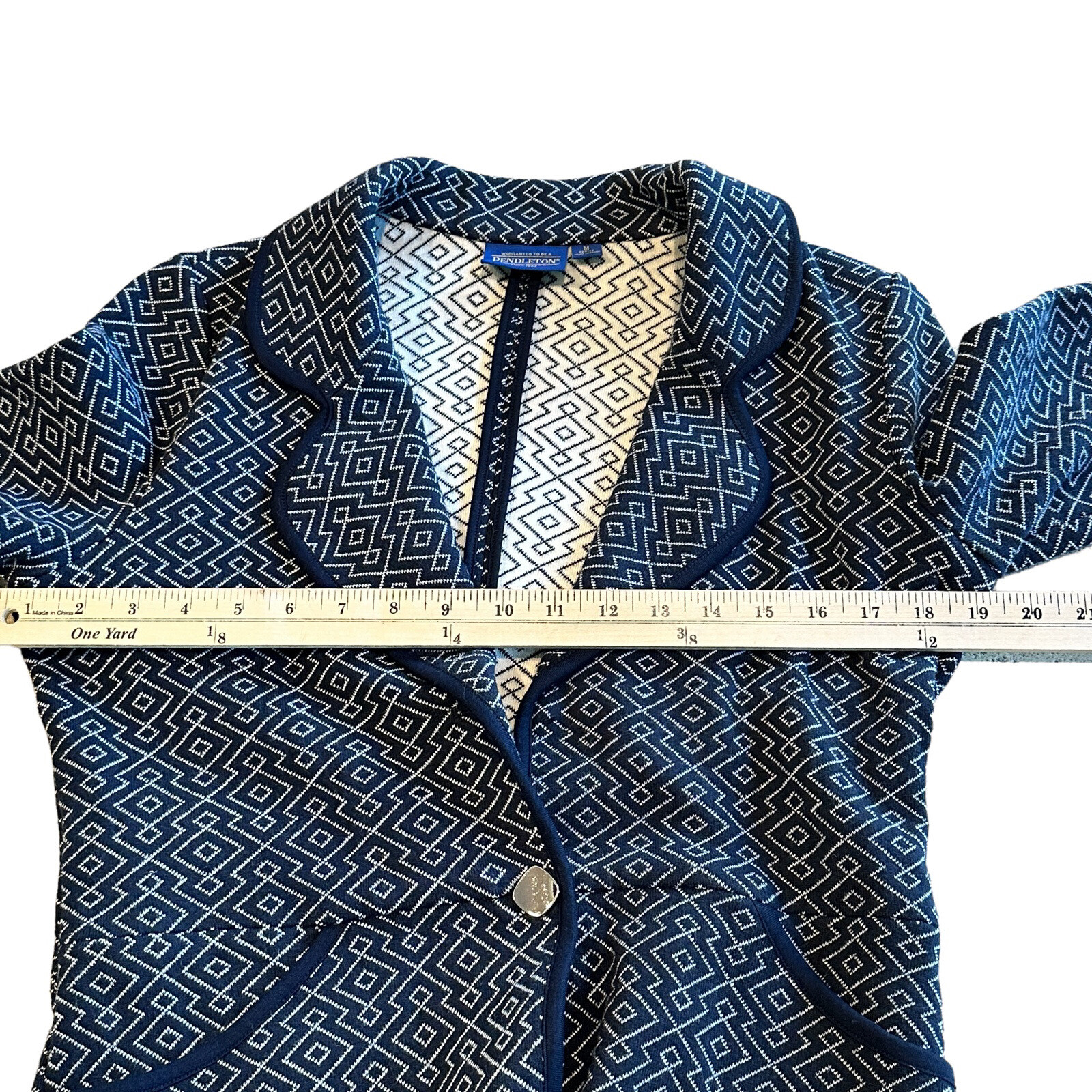 Pendleton Blazer Women's Medium Blue Geometric Pr… - image 4
