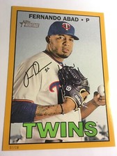 2016 Topps Heritage High Number 5x7 Fernando Abad Twins 613 #'d /10 Gold
