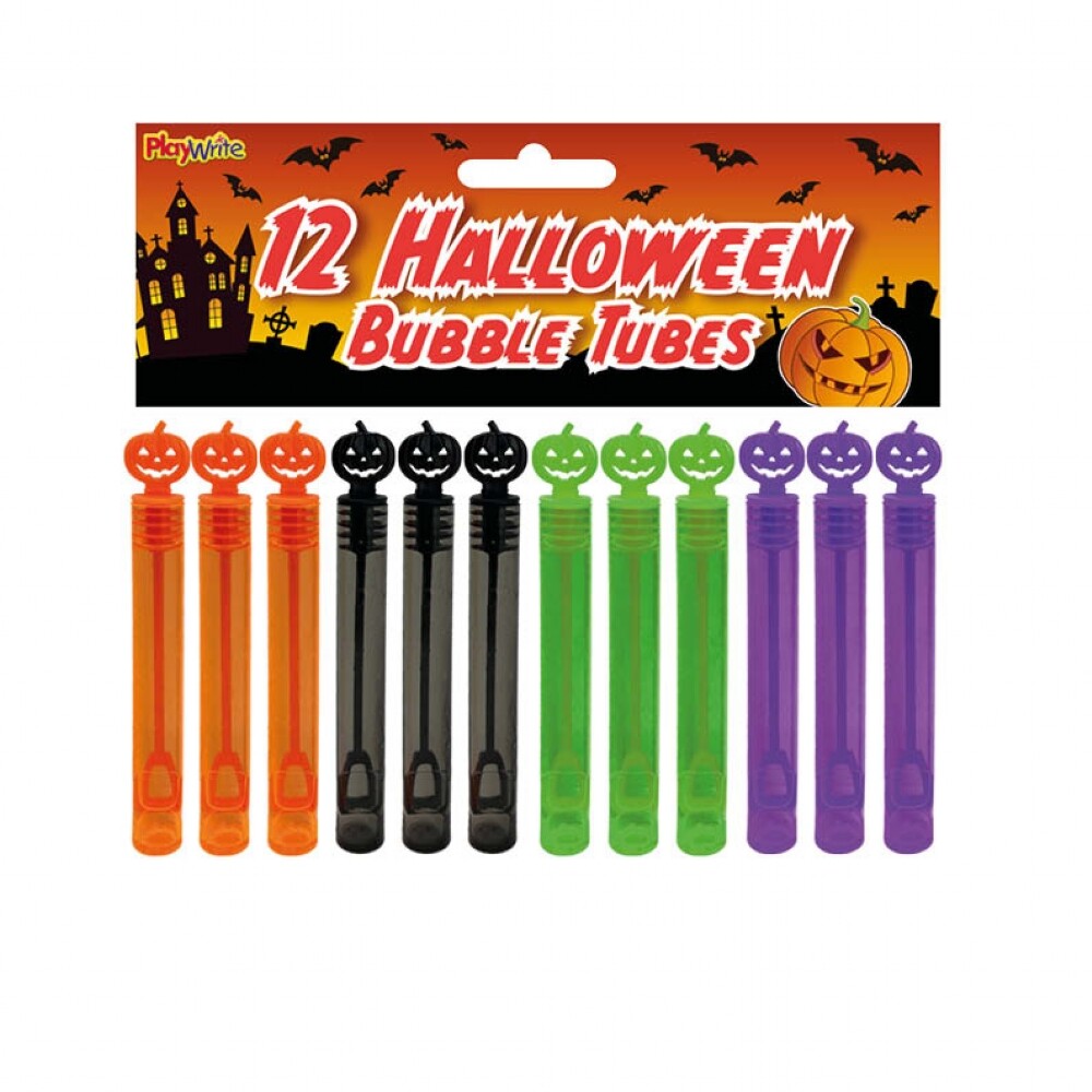 12 Halloween Pumpkin Bubble Tubes Kids Party Bag Fillers Favours Trick or Treat
