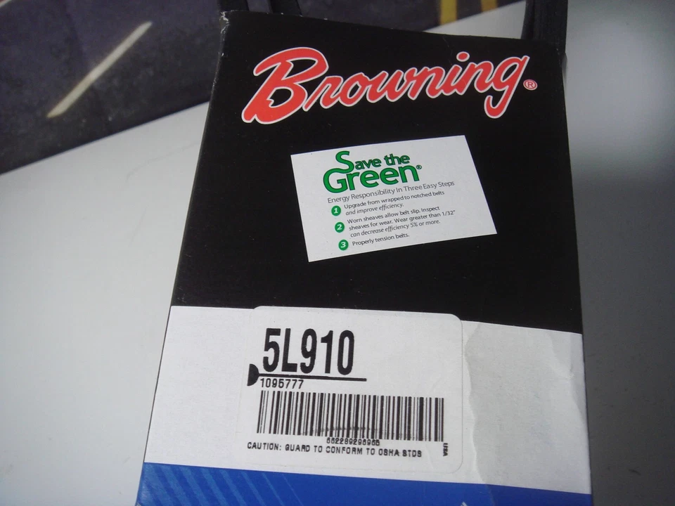 Implemento cortacésped agrícola V-Belt Browning FHP 5L910 Emerson hecho en EE. UU. OH Foto 2 de 3