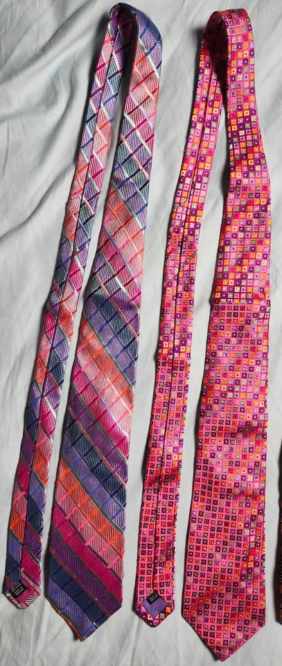 Lot of 4 Duchamp London Ties Men's Multicolor Square Striped Handmade in UK - Image 4 of 4