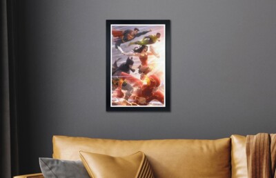 JUSTICE LEAGUE #49 FRAMED  ️  Exclusive  Sideshow Collectibles by Alex Garner