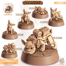 Dog companion Fren the French Bulldog paintable miniature 3D printed