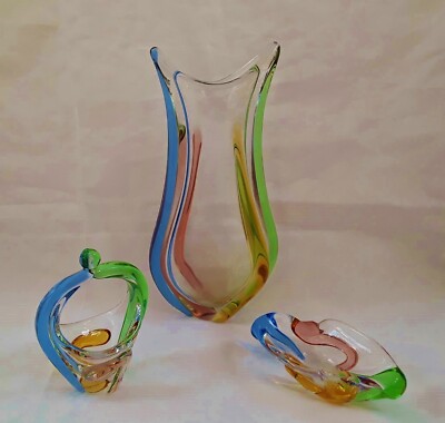Glas Set von FRANTISEK ZEMEK Serie Rhapsody für Mstisov Glass Factory Böhmen 