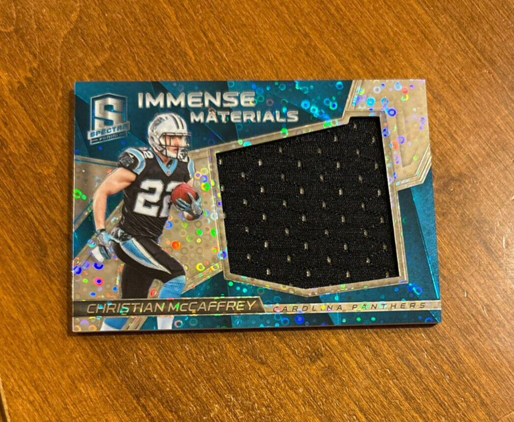 Christian McCaffrey Panini Spectra Immense Materials #3 Neon Blue