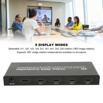 Video Wall Controller 4K 30Hz Input 1 In 4 Out 9 Modes HD Multimedia Interfa New
