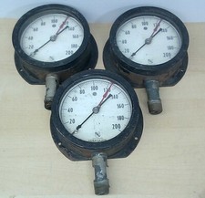 3-Vintage Ashcroft Duragauge Bronze Tube 0-200 Pressure Gauge 5  face Wall Mount