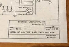 McINTOSH Power Amplifier MC-60 Manual & wiring Schematic Type A-121 60 Watt