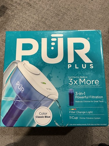 PUR Plus 11 Cup Pitcher Water Filtration System - Color Classic Blue