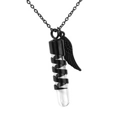 Pet Ashes Memorial Urn Necklace with Clear lass Tube For Dogs Cats black