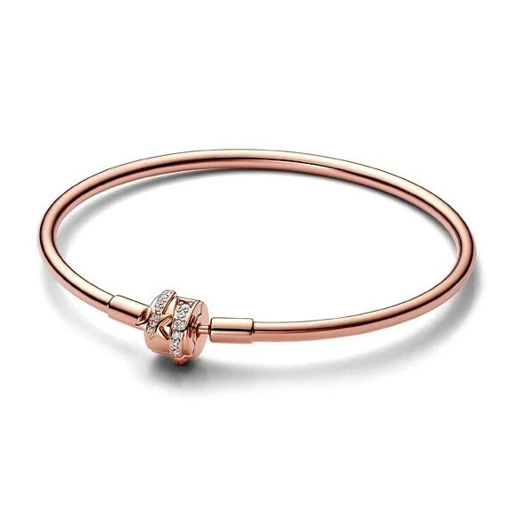Pandora Moments 14K Rose Gold Plated Bangle Bracelet 8.3 ” 582734C01-21