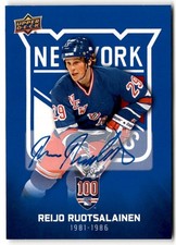 Reijo Ruotsalainen 2025-26 Upper Deck New York Rangers Centennial Blue Auto #24