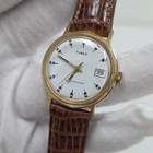 Working Vintage Mens Timex Sprite Mechanical Watch 23560-02574 White Dial Date