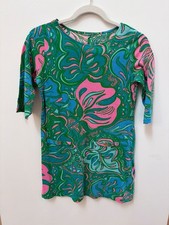 Lilly Pulitzer Girls 12-14 Green  Pink Floral Tunic Dress 100 Cotton