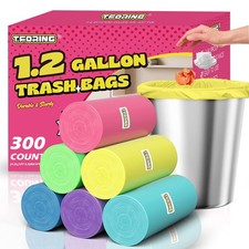 T.FORING 300 Count 1.2 Gallon Trash Bags - 1 Pack of 300 , 1.2gal-300