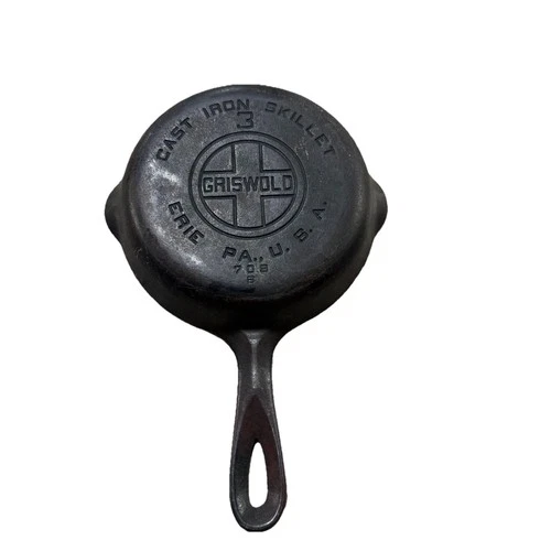 Vintage Griswold No. 3 Cast Iron Skillet 709B Large Block Logo Erie, PA